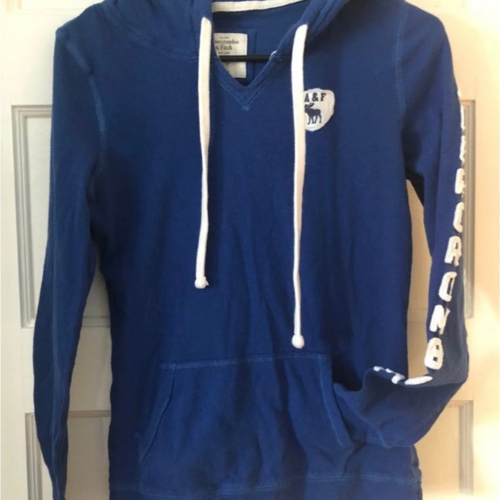 A&F Blue Hoodie with White Accents